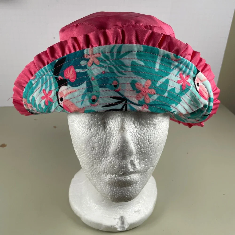 U.S. Skidz UPF 50+ Sun Hat Beach Pool Vacation Hot Pink‎ Flamingo Size 6